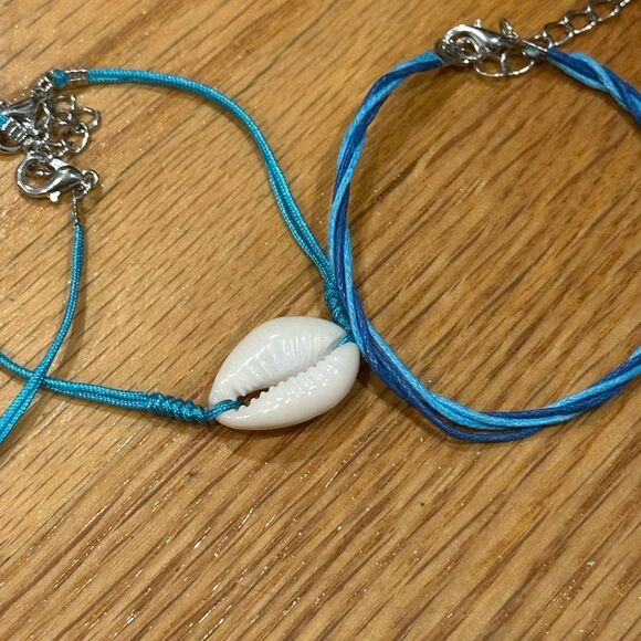6 piece rope nautical bracelet set turquoise starfish shell anklets - Picture 5 of 6